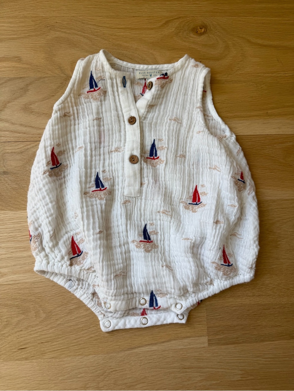Pink Chicken muslin embroidered romper